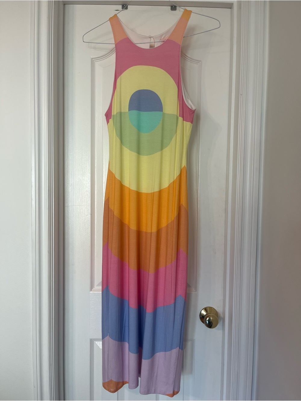 NWT Mara Hoffman Pastel Rainbow Sleeveless Maxi Dress, electrolight pastel